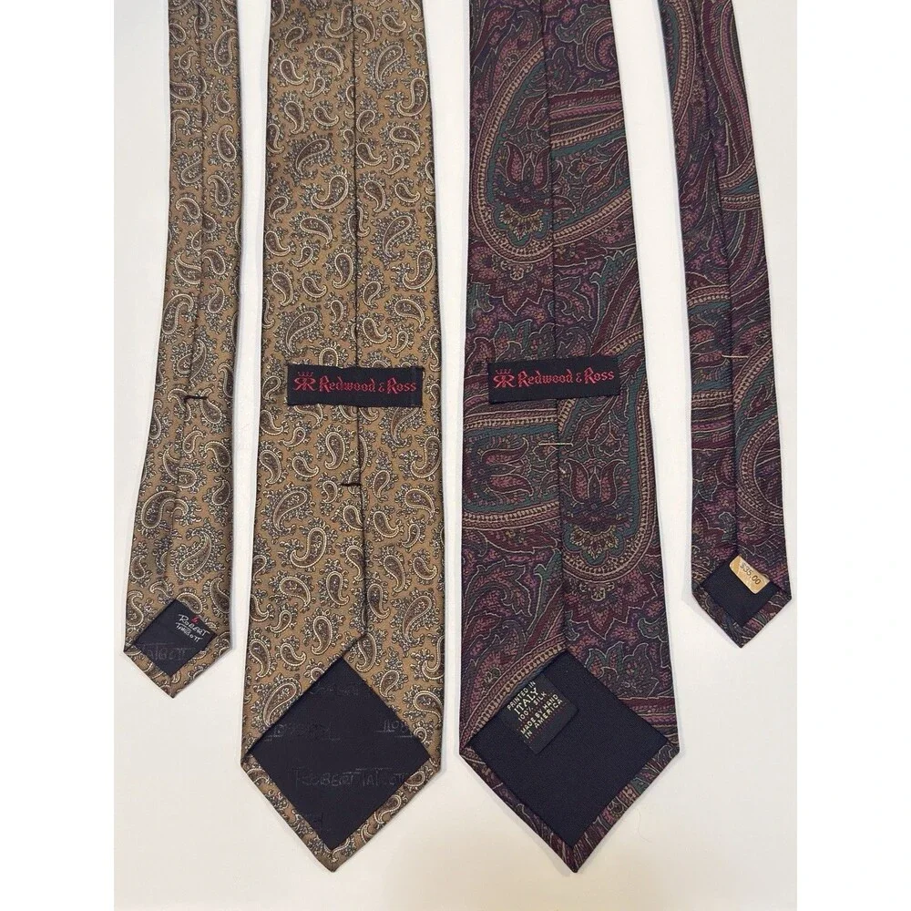 Vintage Redwood & Ross Robert Talbott Lot of 2 Silk Paisley Ties Italy USA